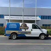 Pro Clean Carpet Care van in front of Hyundai Transys Georgia